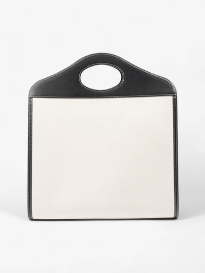 Burberry Pocket Bag Cream / Black Canvas Medium