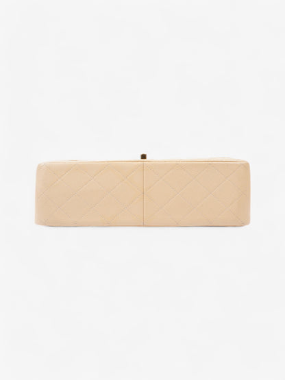 Chanel Classic Double Flap Beige Caviar Leather Jumbo