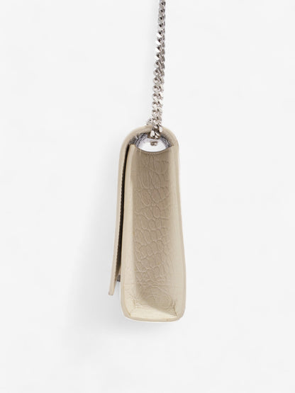 Saint Laurent Kate Tassel Bag White Embossed Leather Medium