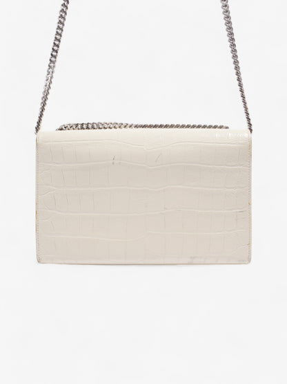 Saint Laurent Kate Tassel Bag White Embossed Leather Medium