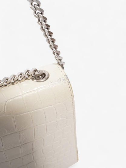 Saint Laurent Kate Tassel Bag White Embossed Leather Medium