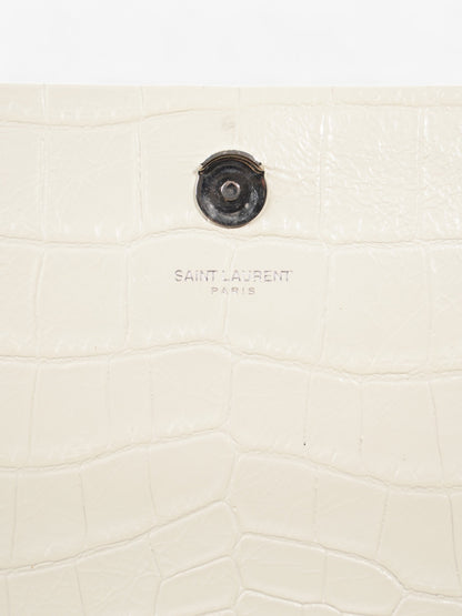 Saint Laurent Kate Tassel Bag White Embossed Leather Medium