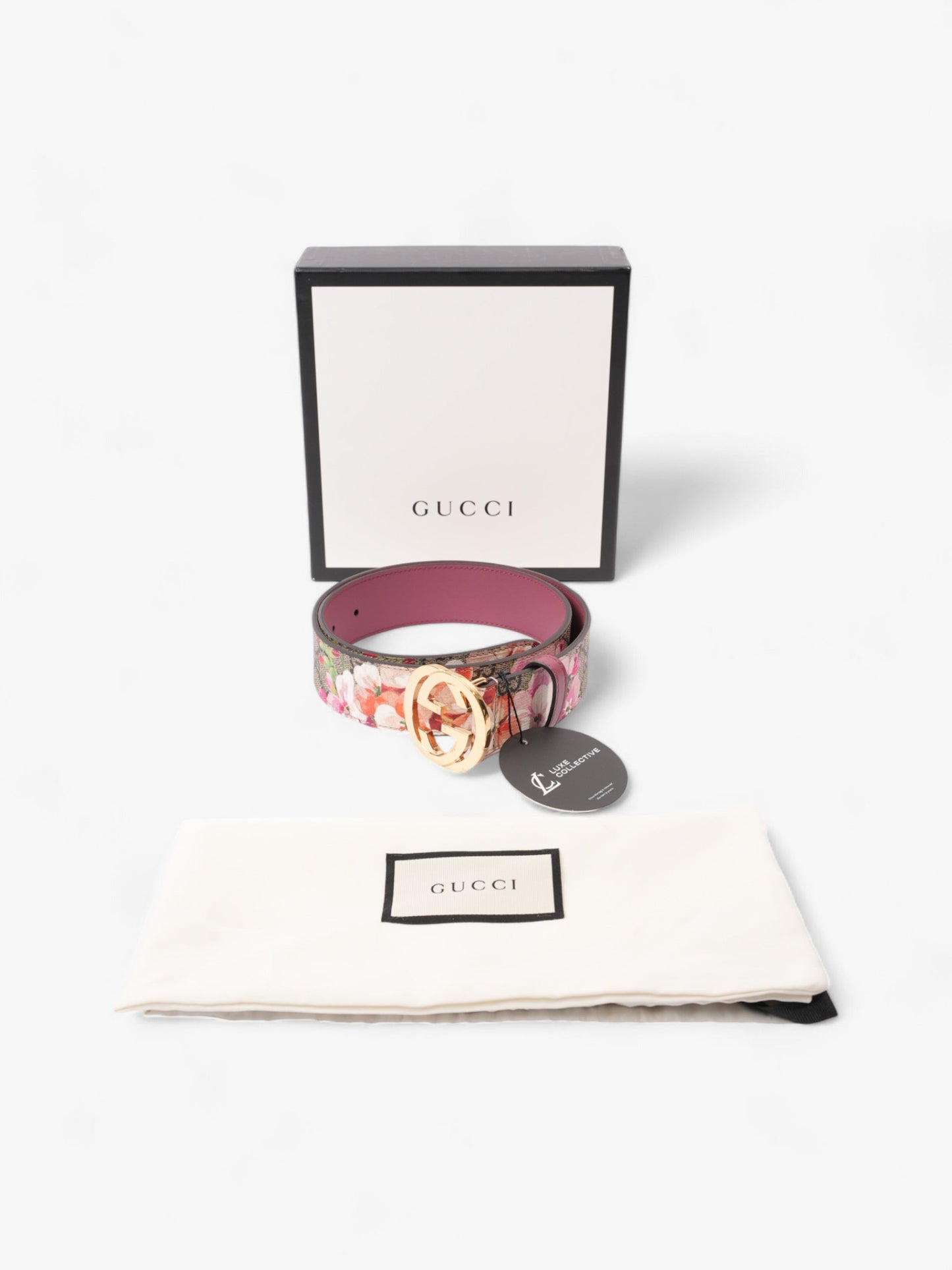 Gucci Interlocking G Belt Bloom Monogram Canvas 80cm / 32"