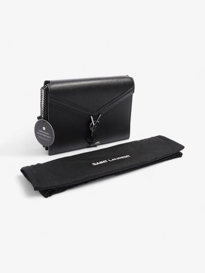 Saint Laurent Cassandra Chain Wallet Black Calfskin Leather