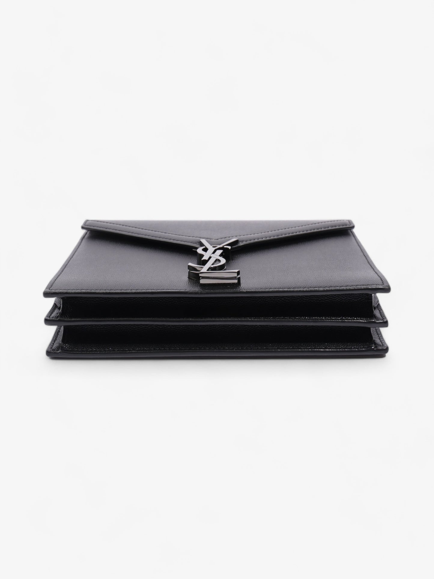 Saint Laurent Cassandra Chain Wallet Black Calfskin Leather