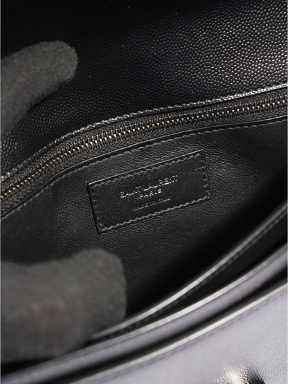 Saint Laurent Cassandra Chain Wallet Black Calfskin Leather