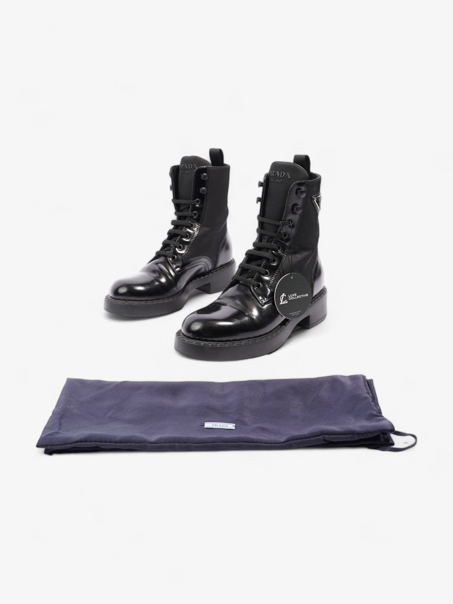 Prada Brushed-leather and Re-Nylon Boots Black Re Nylon EU 38 UK 5