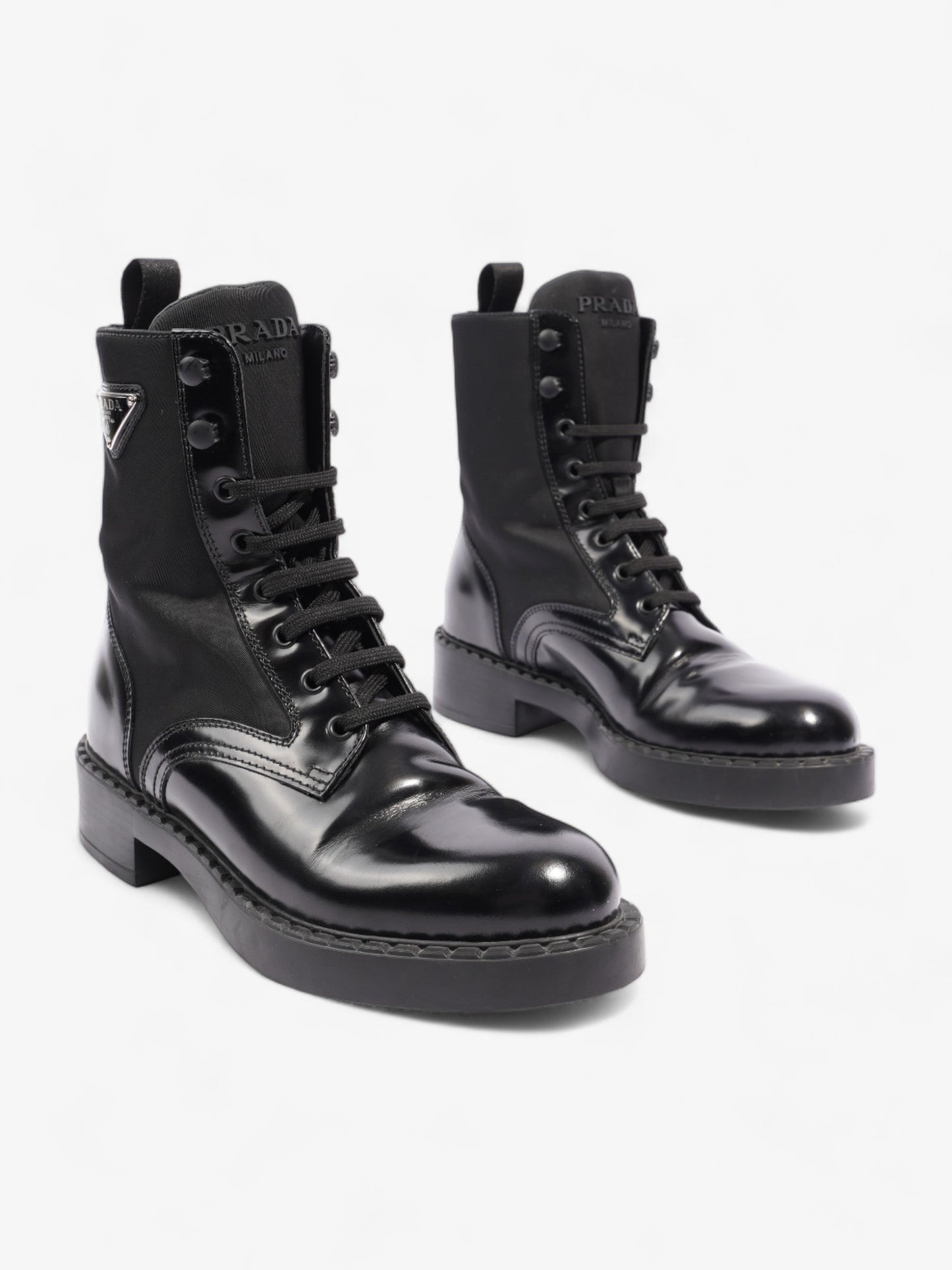 Prada Brushed-leather and Re-Nylon Boots Black Re Nylon EU 38 UK 5