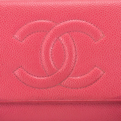 Chanel Caviar Coco Wallet On Chain Pink