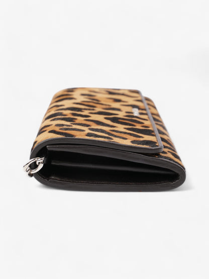 Prada Wallet On Chain Leopard Print / Dark Brown Calf Hair
