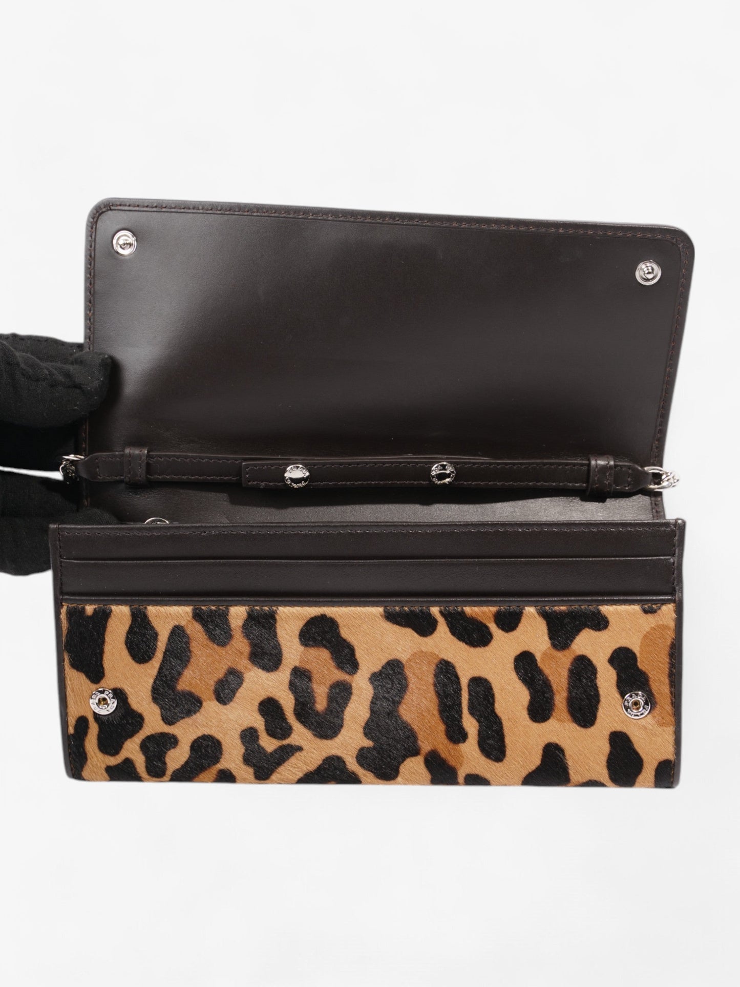 Prada Wallet On Chain Leopard Print / Dark Brown Calf Hair