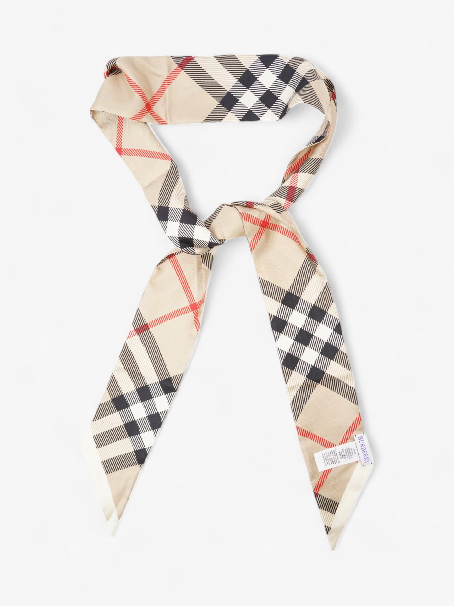 Burberry Vintage Reverse Skinny Scarf Archive Beige Silk