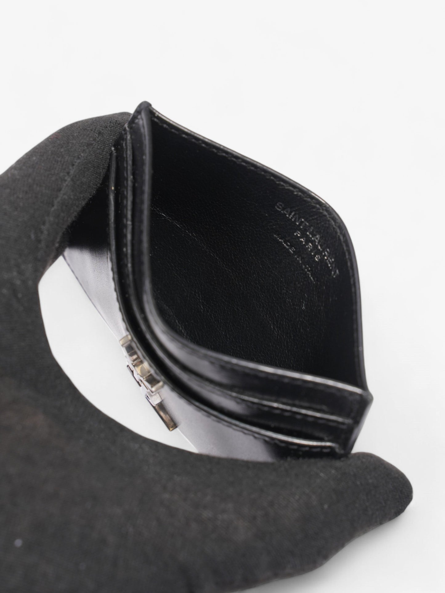 Saint Laurent Monogram Card Holder Black / Silver Leather