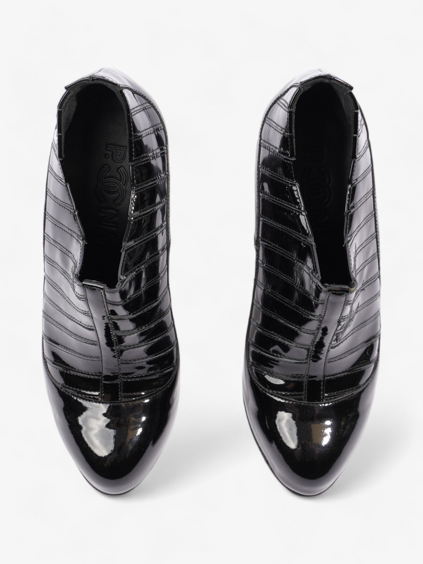 Chanel Patent Leather Ankle Boots 100 Black Patent Leather EU 38 UK 5