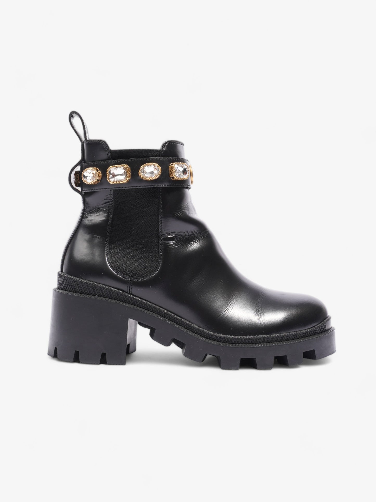 Gucci GG Jewelled Boots 50 Black / Gold Leather EU 37 UK 4