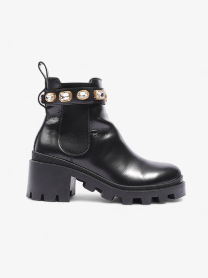 Gucci GG Jewelled Boots 50 Black / Gold Leather EU 37 UK 4