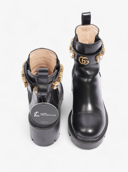 Gucci GG Jewelled Boots 50 Black / Gold Leather EU 37 UK 4