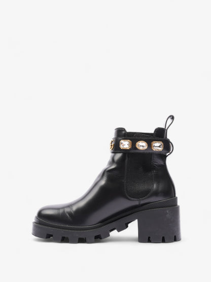 Gucci GG Jewelled Boots 50 Black / Gold Leather EU 37 UK 4