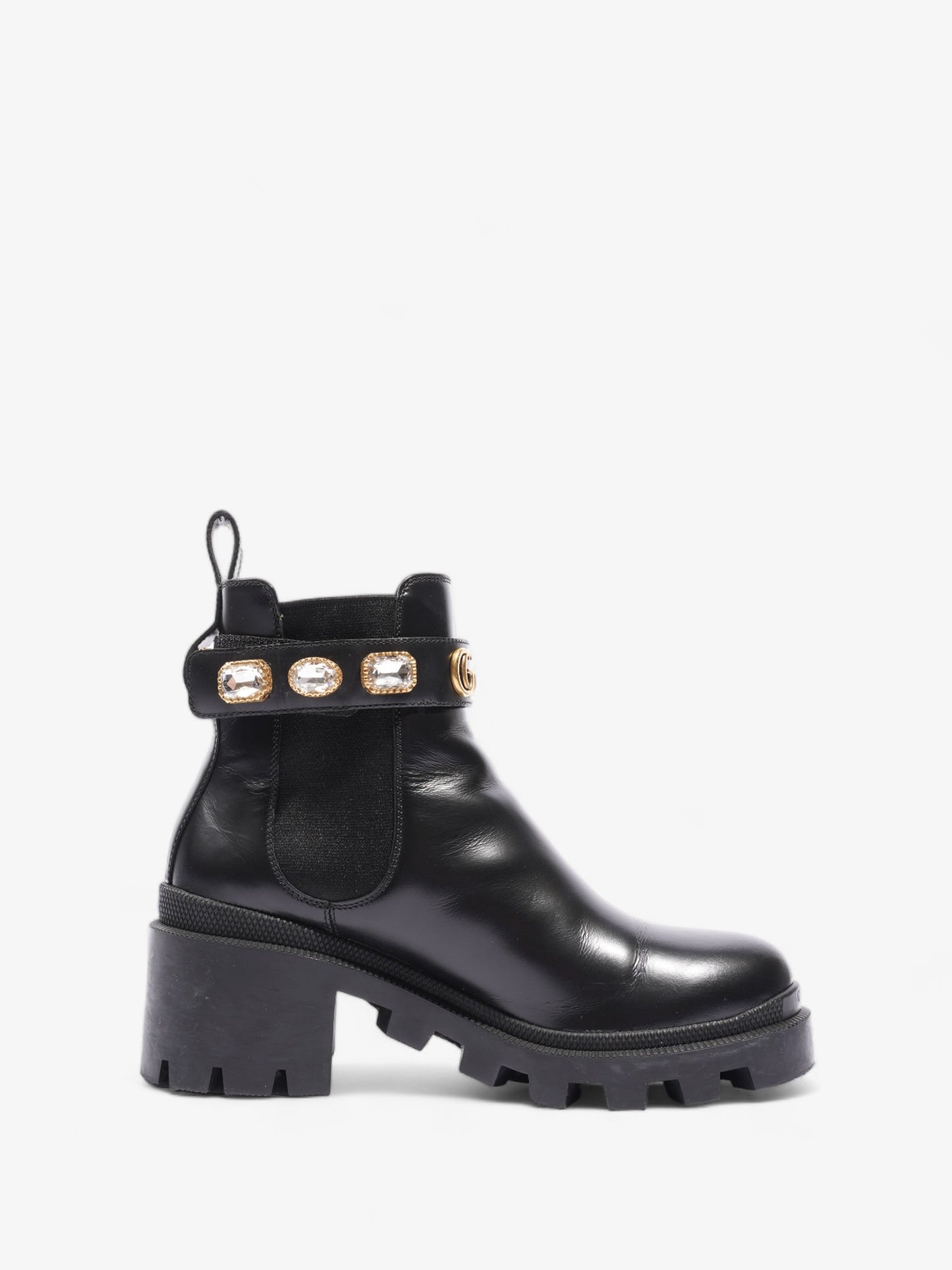 Gucci GG Jewelled Boots 50 Black / Gold Leather EU 37 UK 4