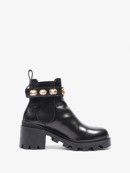 Gucci GG Jewelled Boots 50 Black / Gold Leather EU 37 UK 4