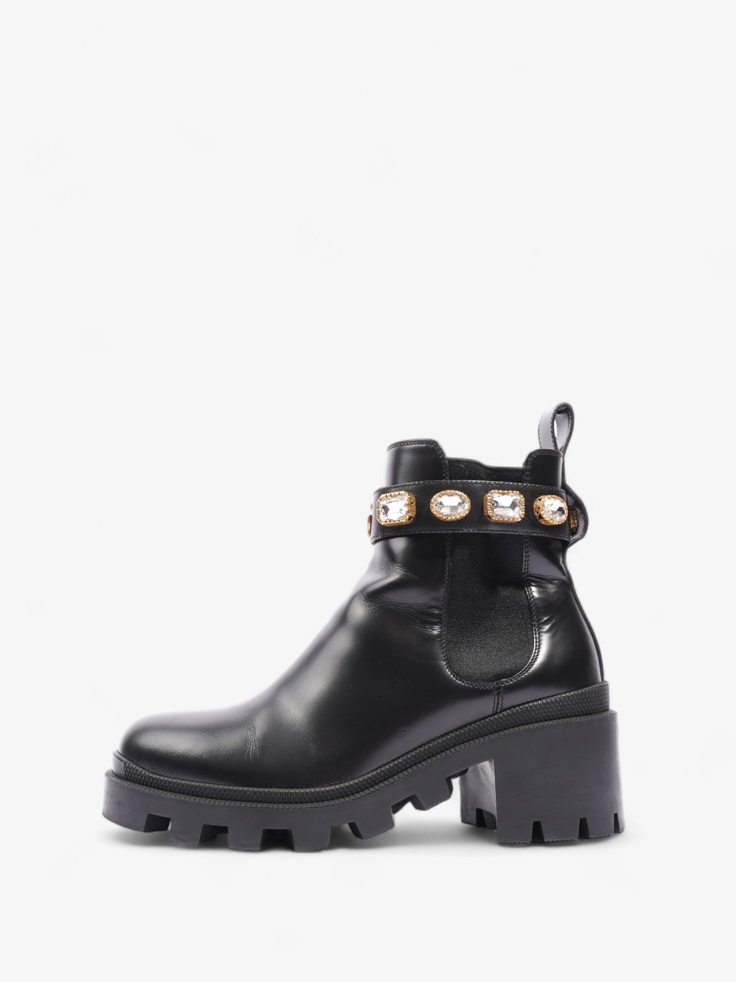 Gucci GG Jewelled Boots 50 Black / Gold Leather EU 37 UK 4