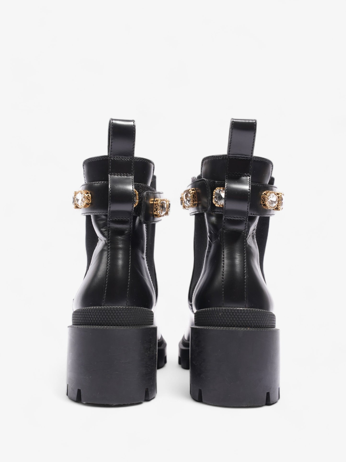 Gucci GG Jewelled Boots 50 Black / Gold Leather EU 37 UK 4