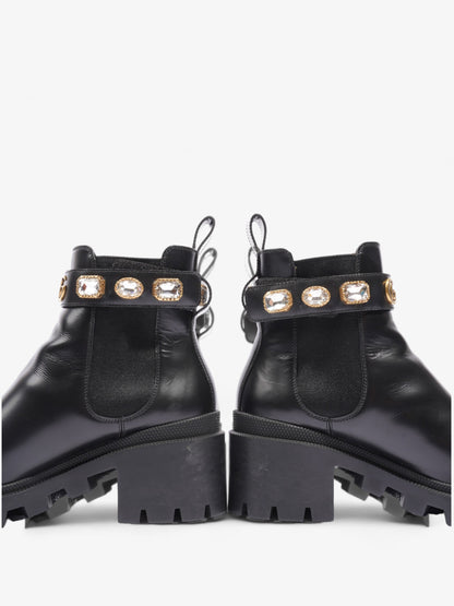 Gucci GG Jewelled Boots 50 Black / Gold Leather EU 37 UK 4