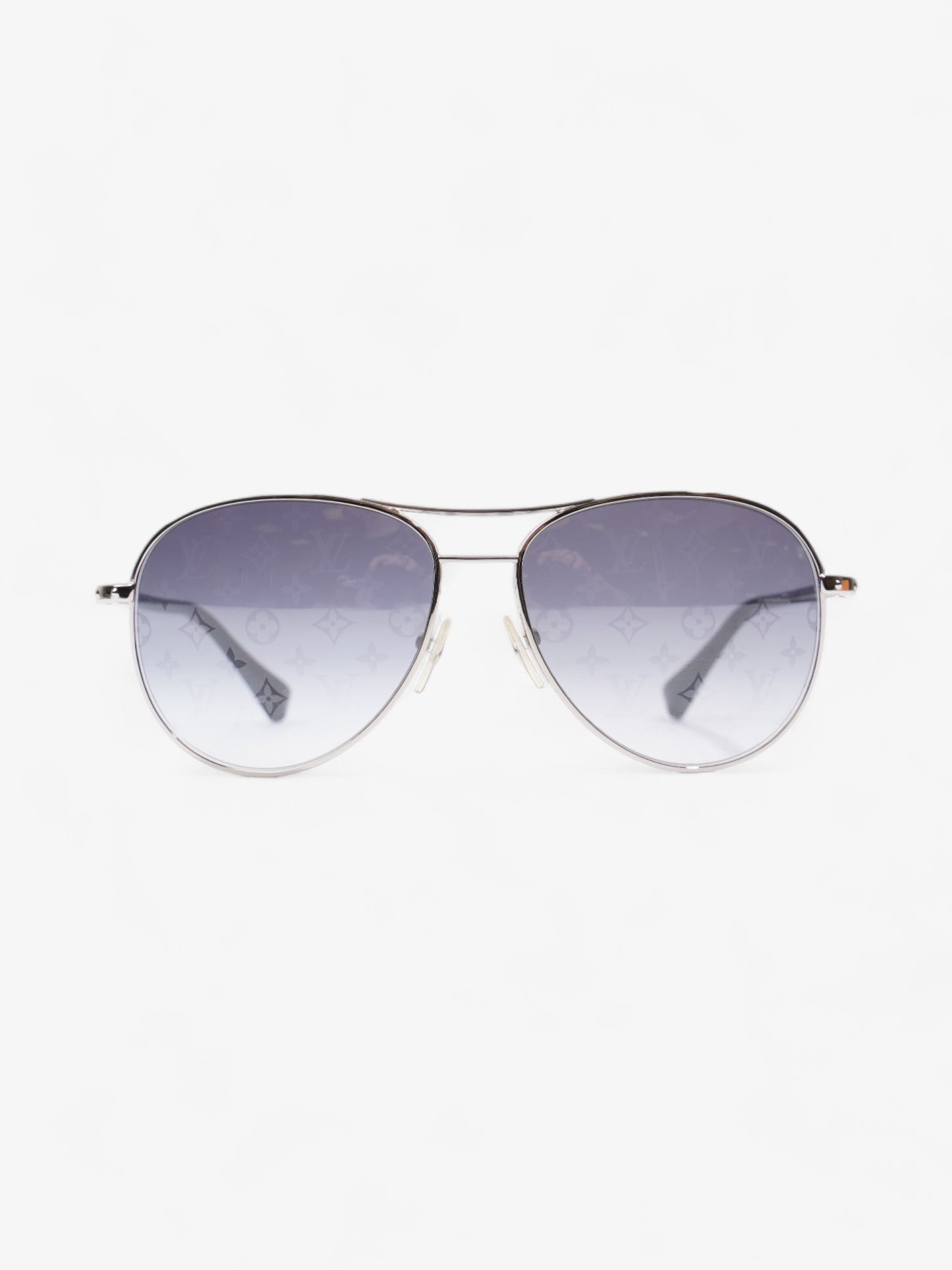 Louis Vuitton Aviator Monogram Sunglasses Silver / Grey Base Metal 135mm