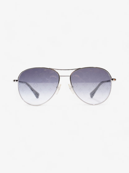 Louis Vuitton Aviator Monogram Sunglasses Silver / Grey Base Metal 135mm