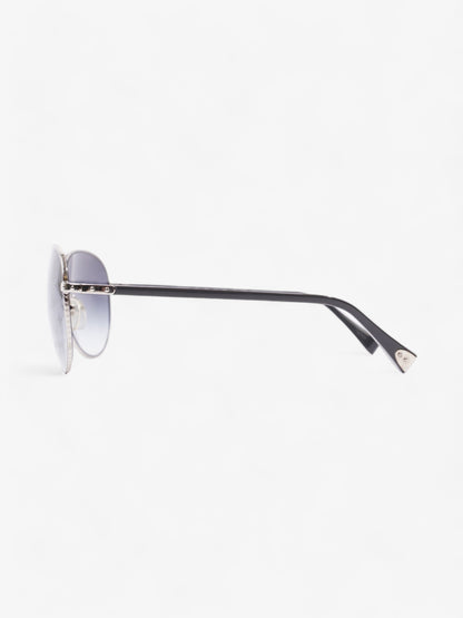 Louis Vuitton Aviator Monogram Sunglasses Silver / Grey Base Metal 135mm