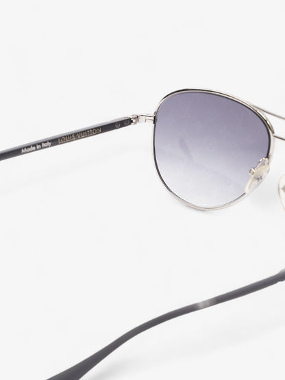 Louis Vuitton Aviator Monogram Sunglasses Silver / Grey Base Metal 135mm