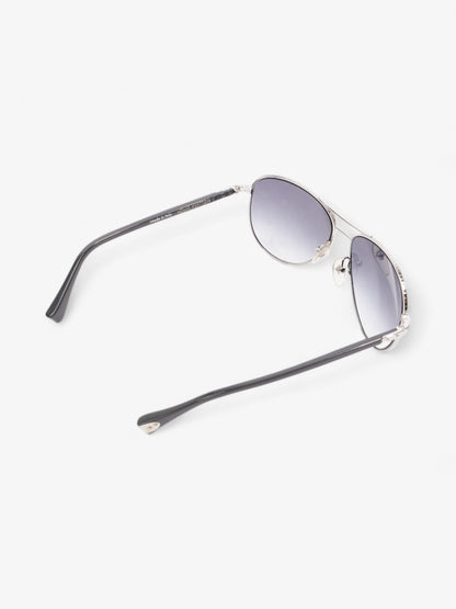 Louis Vuitton Aviator Monogram Sunglasses Silver / Grey Base Metal 135mm