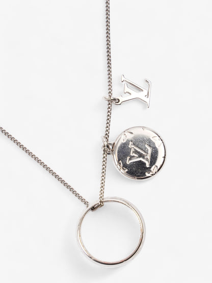 Louis Vuitton LV Ring Pendant Necklace Silver Base Metal
