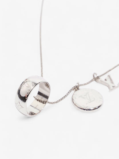 Louis Vuitton LV Ring Pendant Necklace Silver Base Metal