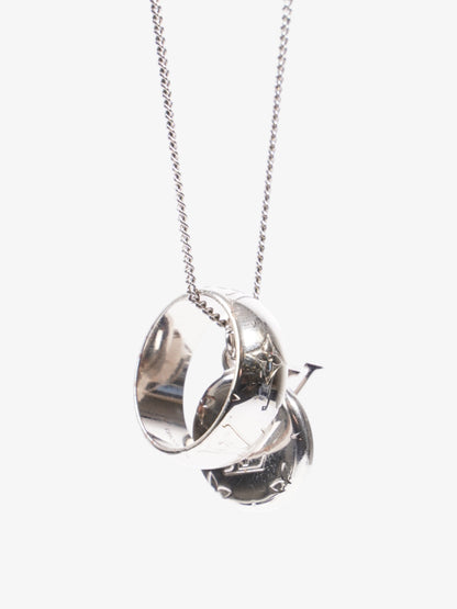 Louis Vuitton LV Ring Pendant Necklace Silver Base Metal