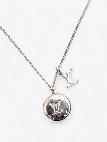 Louis Vuitton LV Ring Pendant Necklace Silver Base Metal