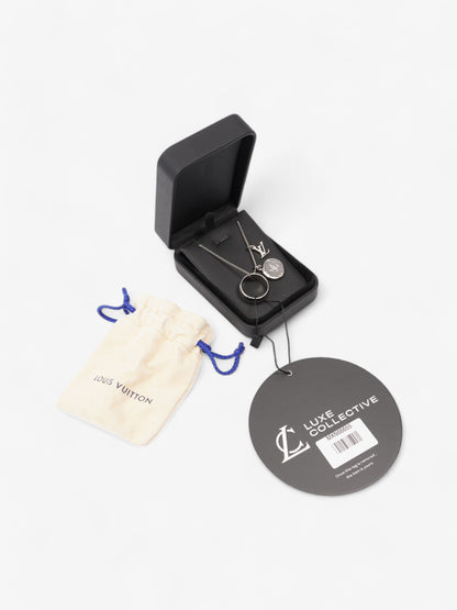 Louis Vuitton LV Ring Pendant Necklace Silver Base Metal