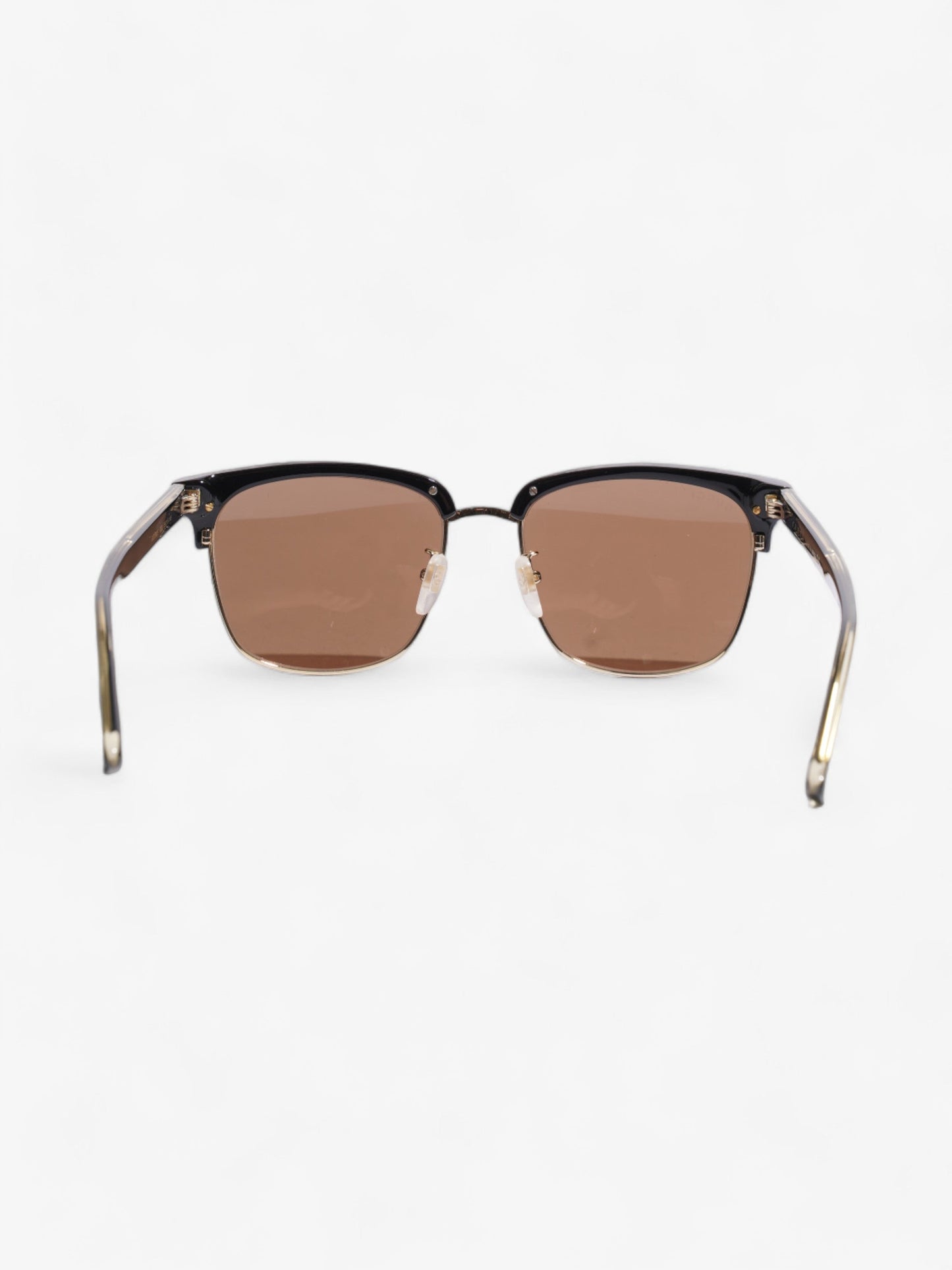 Gucci Rectangular Framed Sunglasses Black / Gold Acetate 145mm
