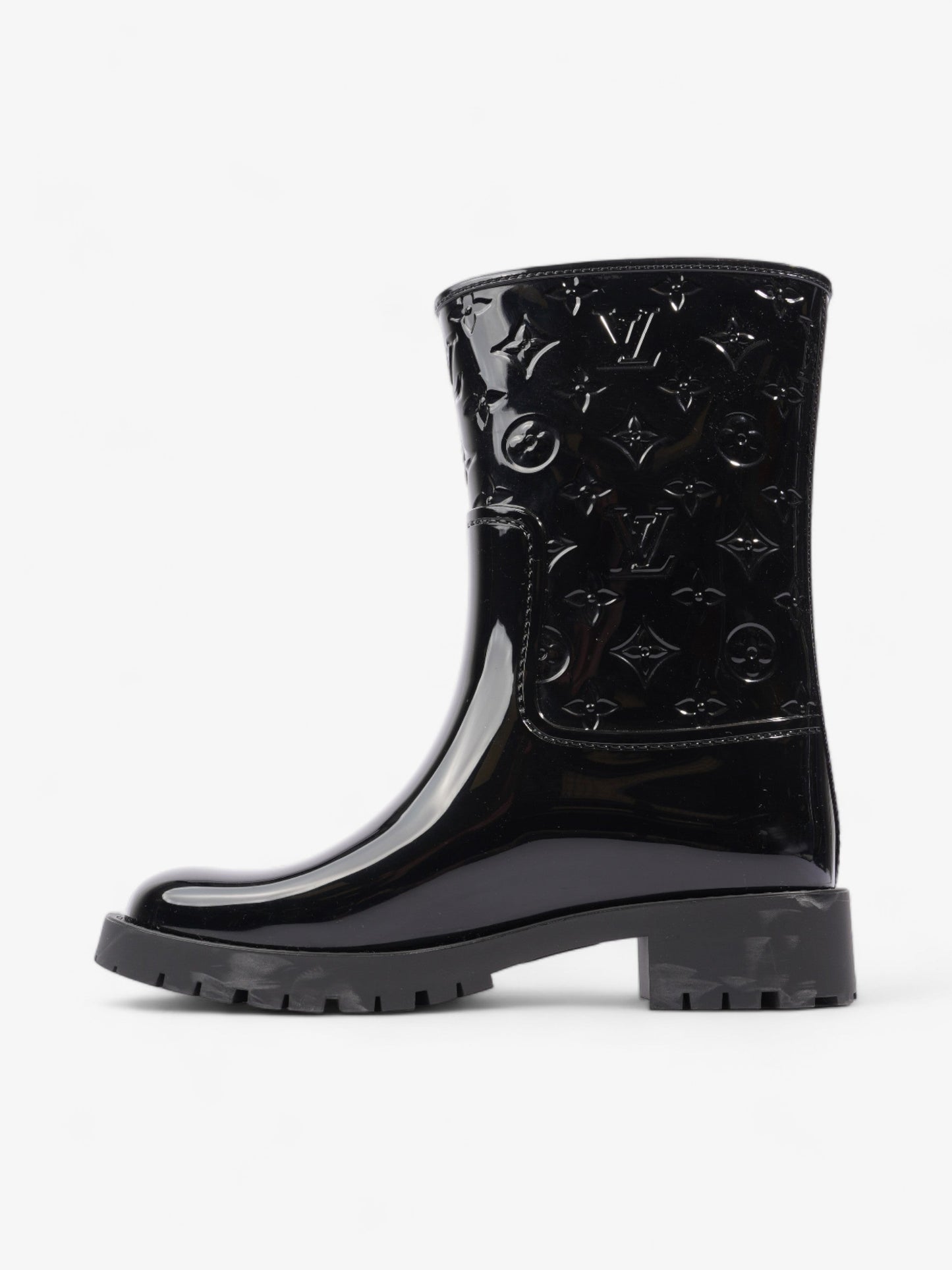 Louis Vuitton Drops Wellington Boots Black Patent Leather EU 38 UK 5