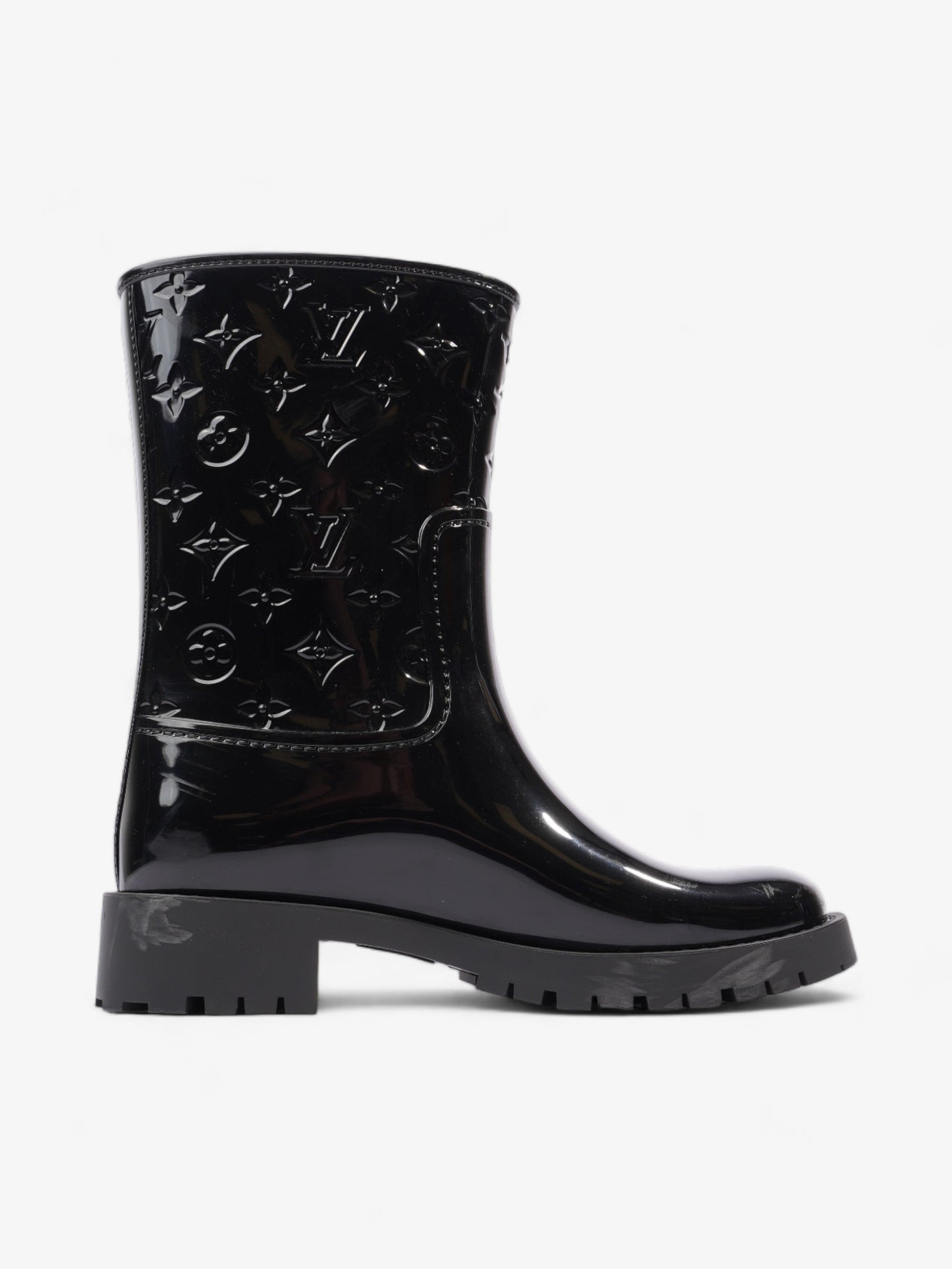Louis Vuitton Drops Wellington Boots Black Patent Leather EU 38 UK 5