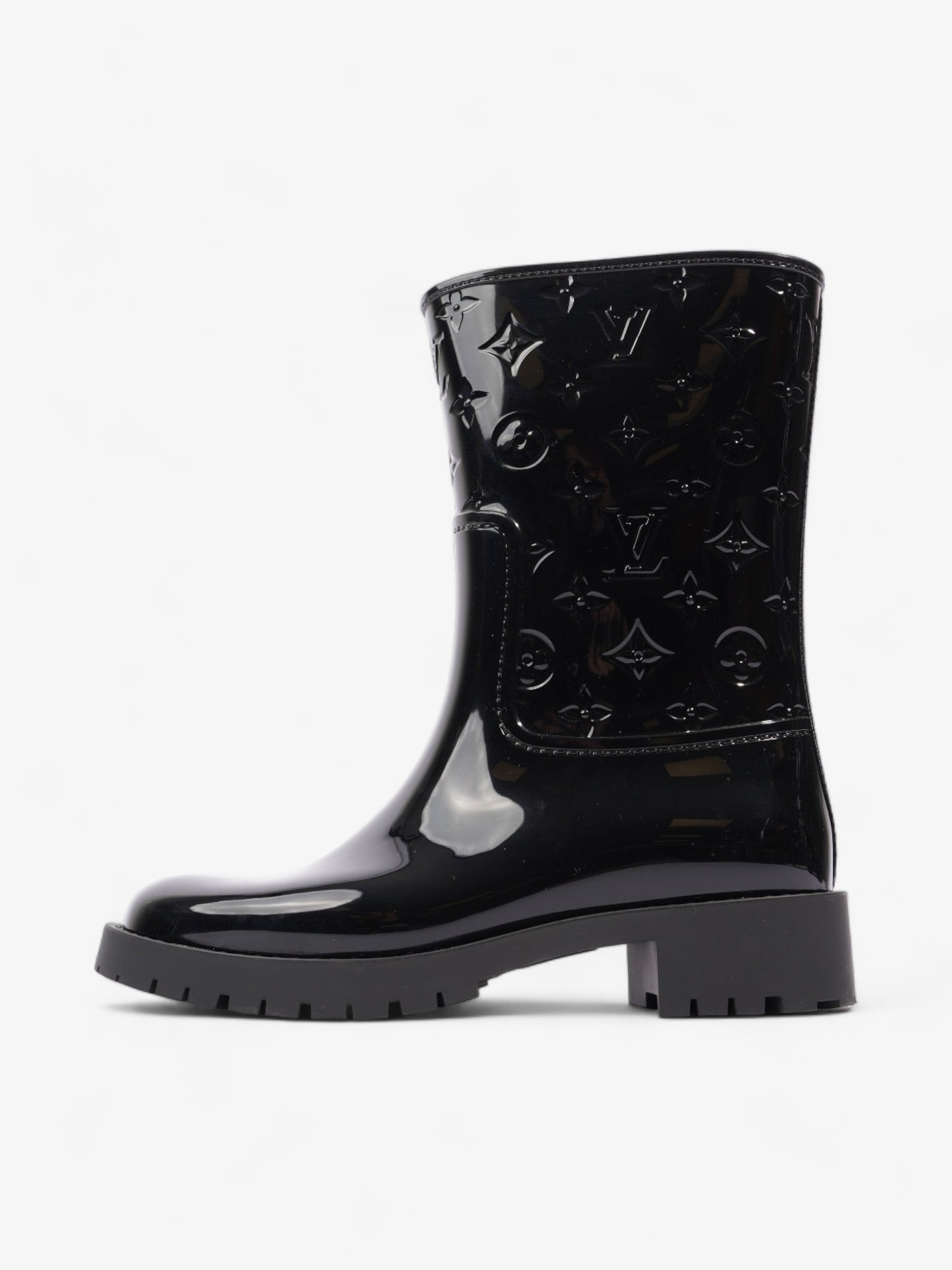 Louis Vuitton Drops Wellington Boots Black Patent Leather EU 38 UK 5