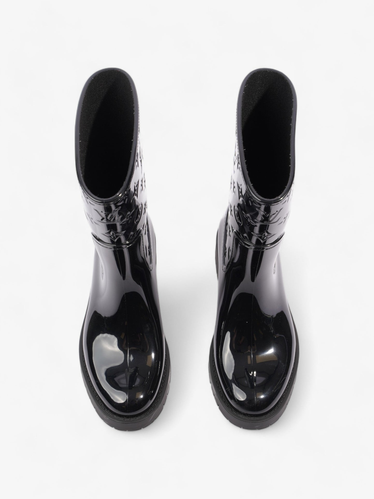 Louis Vuitton Drops Wellington Boots Black Patent Leather EU 38 UK 5