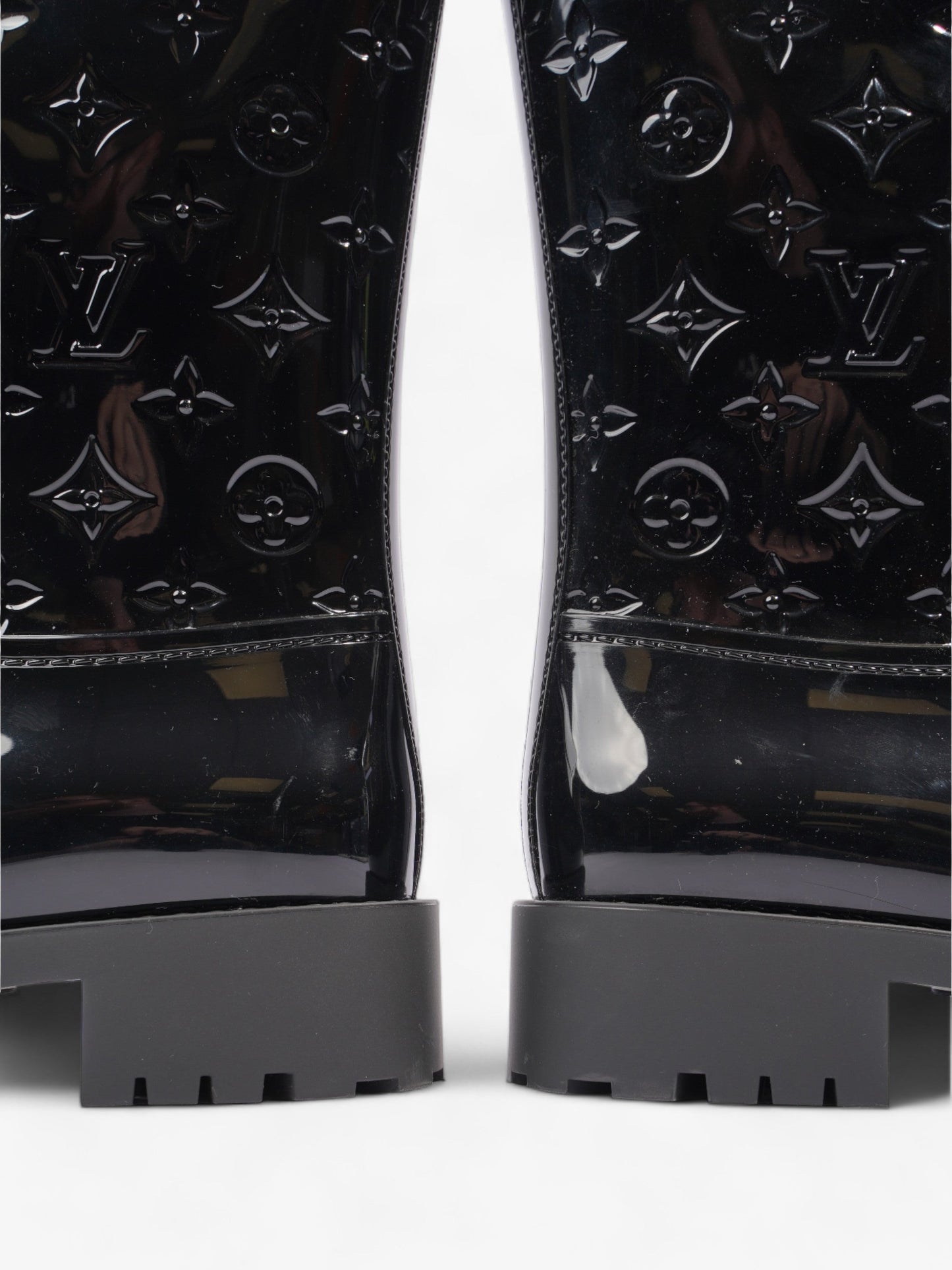 Louis Vuitton Drops Wellington Boots Black Patent Leather EU 38 UK 5