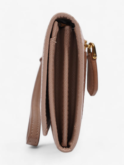 Prada Continental Flap Wallet Beige Saffiano Leather