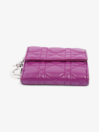 Christian Dior Lady Dior Lotus Wallet Purple / Silver Lambskin Leather