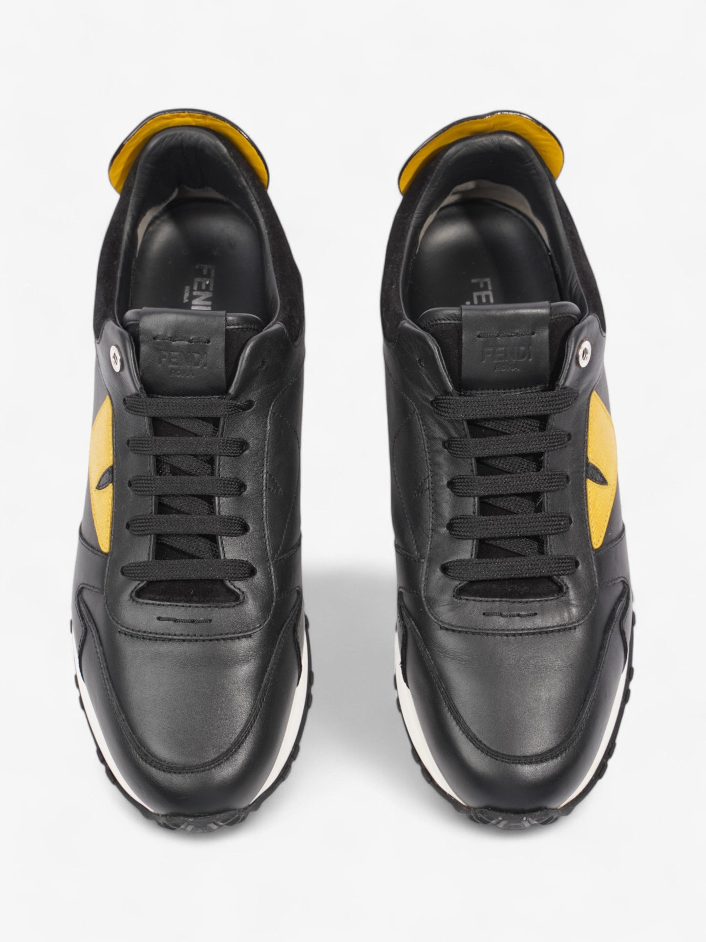 Fendi Monster Eyes Runner Black / Yellow / White Leather EU 42 UK 8