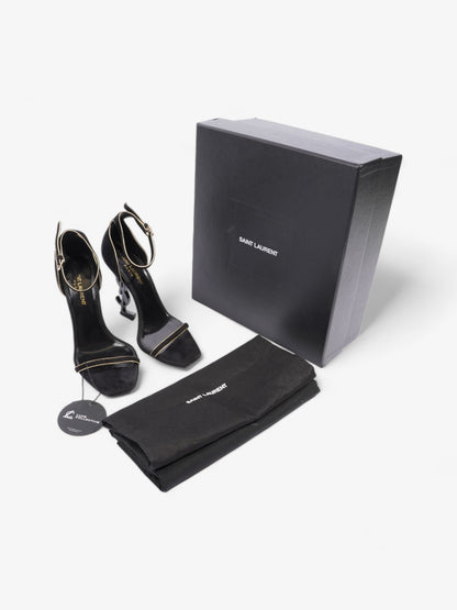Saint Laurent Opyum Open Toe Heels 110mm Black / Gold Suede EU 37 UK 4
