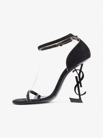 Saint Laurent Opyum Open Toe Heels 110mm Black / Gold Suede EU 37 UK 4