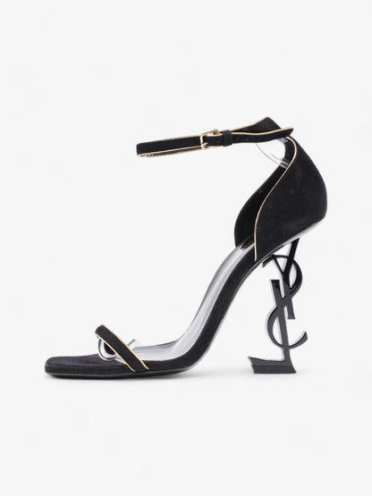 Saint Laurent Opyum Open Toe Heels 110mm Black / Gold Suede EU 37 UK 4