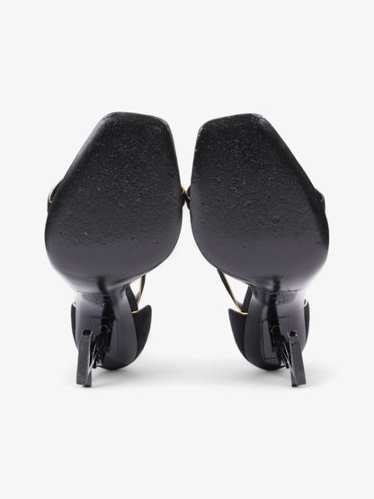 Saint Laurent Opyum Open Toe Heels 110mm Black / Gold Suede EU 37 UK 4